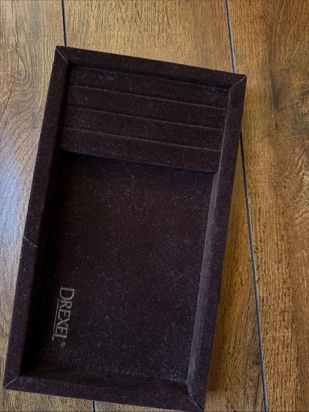 Brown Velvet Jewelry Tray with Ring Slots